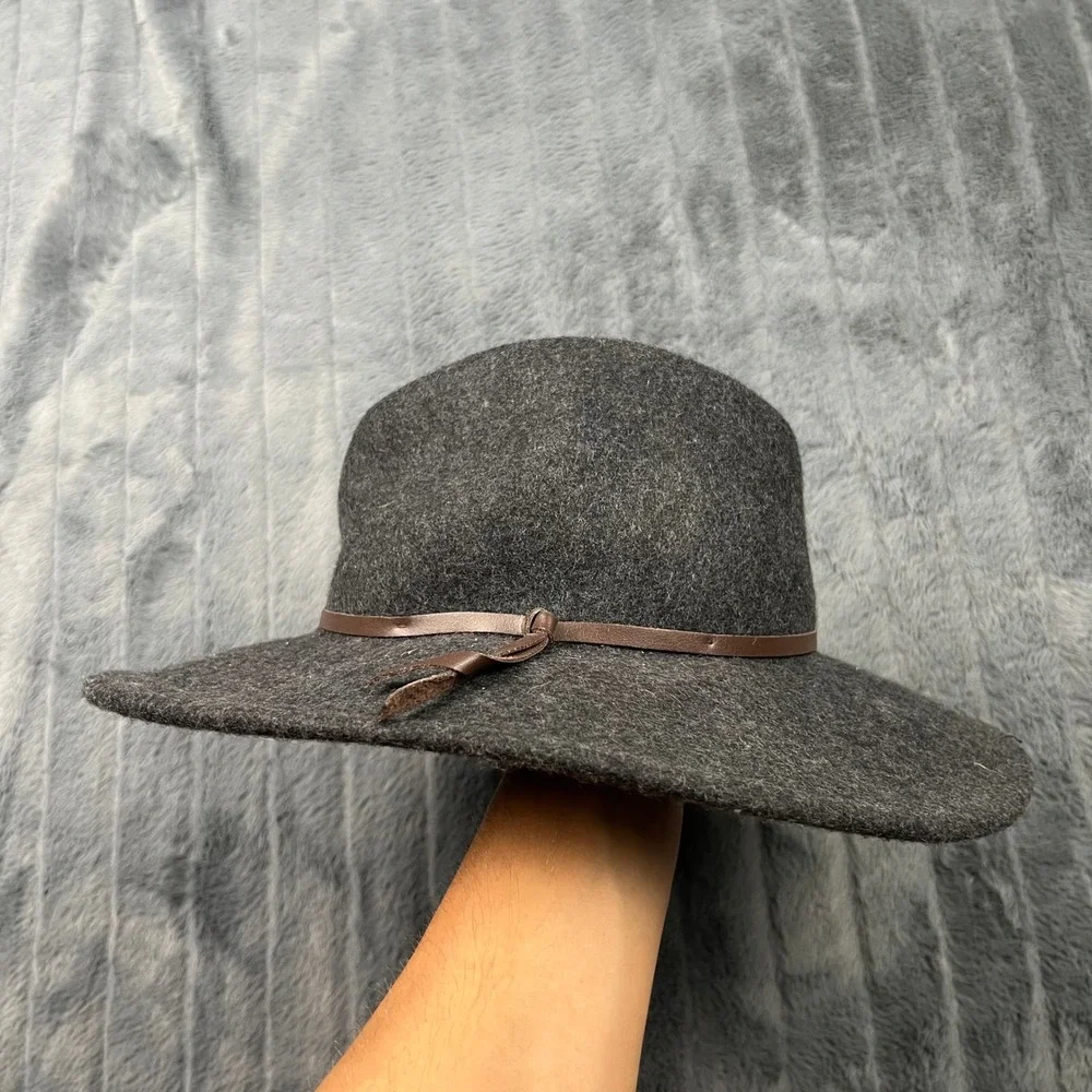 Banana Republic Mens Gray Wool Fedora Wide Brim Hat M/L RN 54023